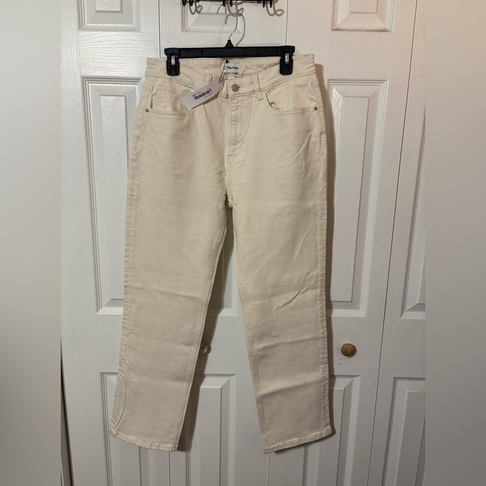 The Drop Women's Cream Straight Leg Jeans, Size 31 winter white, ecru